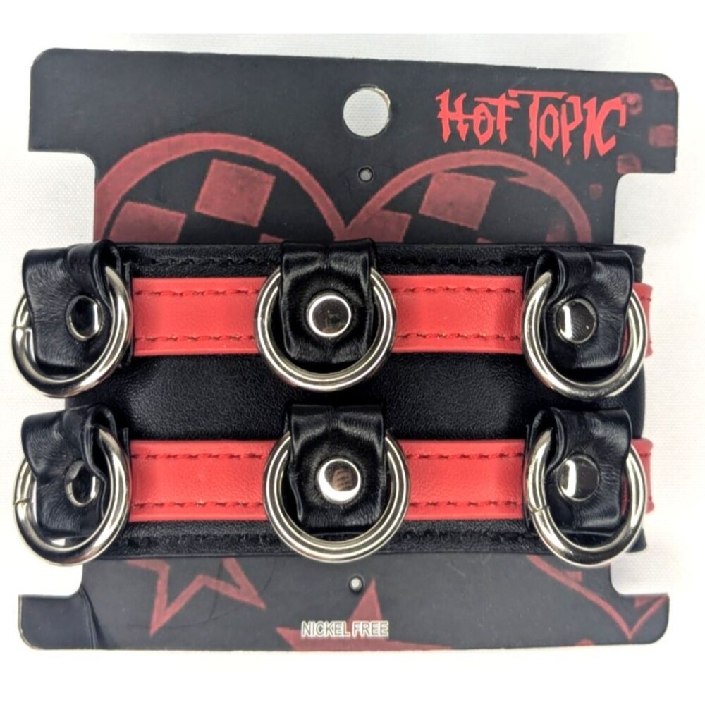 Hot Topic Red & Black O-Ring Snap Cuff NWT